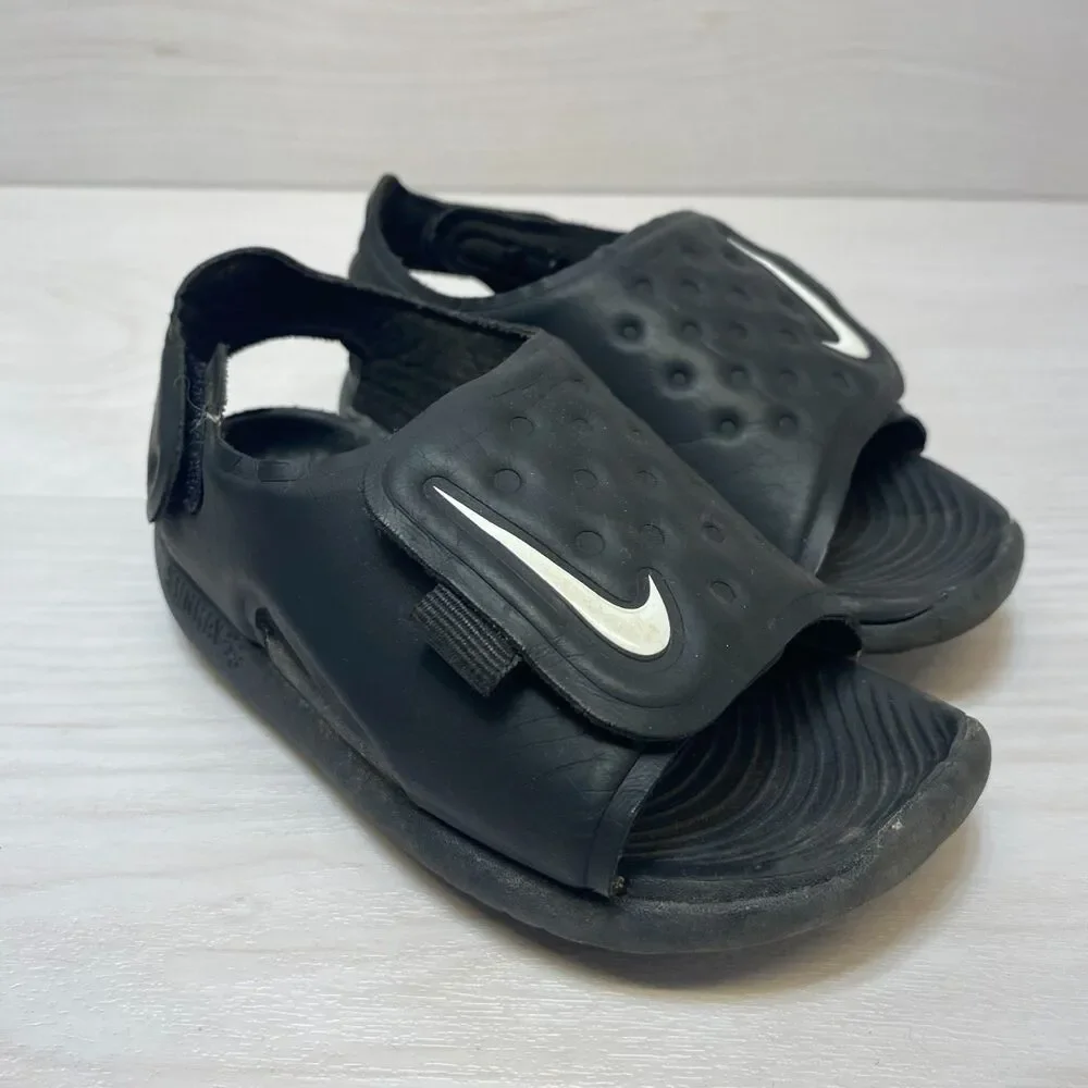 Nike Sunray Adjust 5 Sandals Kids Size 7C Black Adjustable Straps Comfort Casual